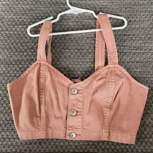 American Eagle pink button up cropped top